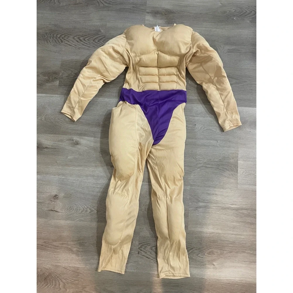 Kids Muscle Man Costume Padded Bodysuit Purple Halloween Small